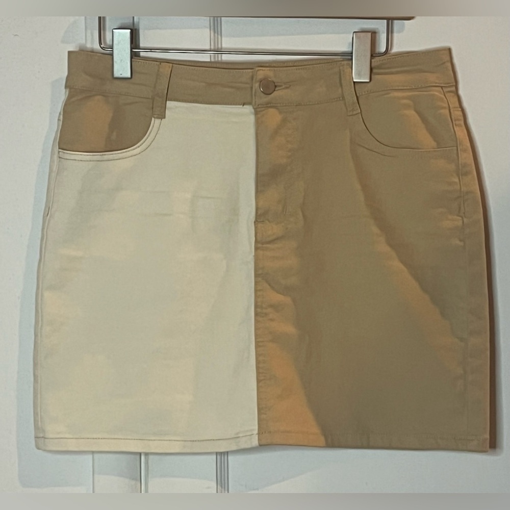 The Native One color-block denim skirt